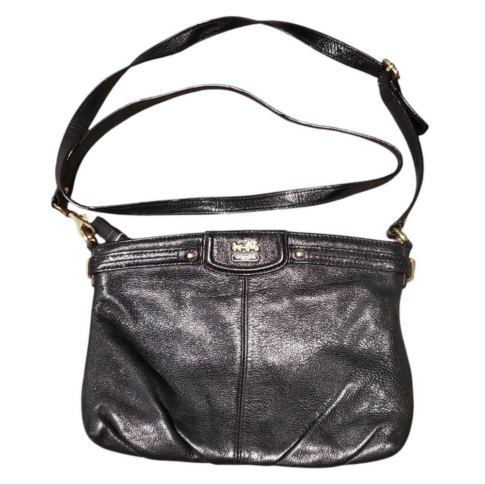 Coach Purse Small Black Leather Crossbody Bag Y2K Quiet Luxury Satin Lining